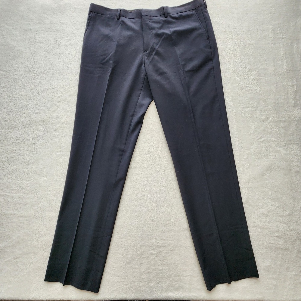 Le‎ 31 Dress Pants Mens 40W 32L Navy Blue London Fit Trousers Office Tag Size 38
